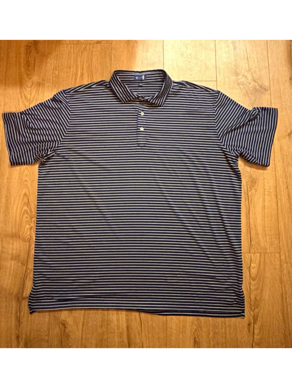 Stitch Men’s Polo Shirt 2XL Navy/White Striped Short Sleeve